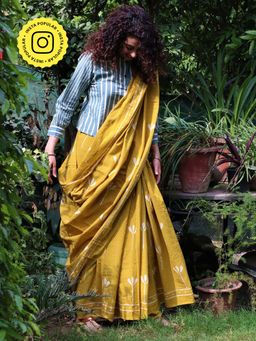 Chidiyaa - Sunny Feeling Handblockprinted Cotton Saree