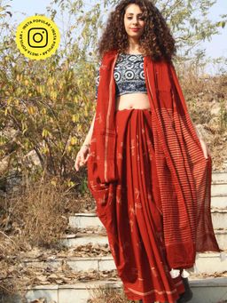 Chidiyaa - Dragonfly Love Handblockprinted Cotton Saree