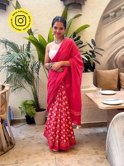 Chidiyaa - SKD Rani Jal Handprinted Pure Cotton Saree