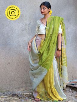 Chidiyaa - Gazala Noor Handwoven Linen Zari Saree