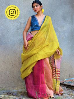 Chidiyaa - Gazala Aashnaa Handwoven Linen Zari Saree