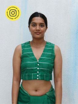 Chidiyaa - Everyday Beautiful Handwoven Stitched Blouse Green