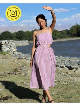 Chidiyaa - Lavender Block Printed Cotton Dress Zanskar