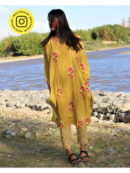 Chidiyaa - Daffodil Yellow Block Printed Cotton Kurta Zanskar (Set of 2)