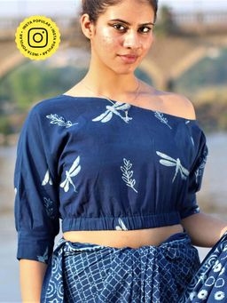 Chidiyaa - Arya Cotton Blouse - Akash