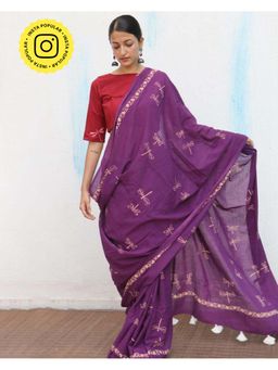 Chidiyaa - Fmtm Shallot Handblockprinted Cotton Saree
