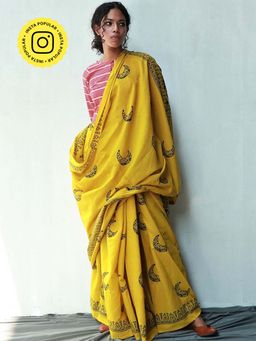 Chidiyaa - Fmtm Daisy Handblockprinted Cotton Saree