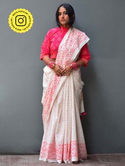 Chidiyaa - Tulip Handblock Printed Mulmul Cotton Saree