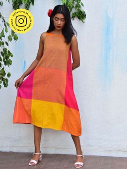 Chidiyaa - Rainbow Cafe Summer Skies Handwoven Cotton Dress
