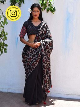 Chidiyaa - Vnmn Mystic Opal Handblockprinted Mulmul Cotton Saree