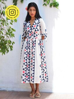 Chidiyaa - Vanilla Moon Dreamcatcher Handblock Printed Cotton Dress