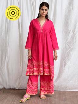 Chidiyaa - Smell Of Rain Kamal Hand Block Printed Cotton Kurta (Set of 2)