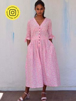 Chidiyaa - Smell Of Rain Gulpha Hand Block Printed Cotton Dress