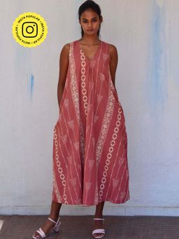 Chidiyaa - Smell Of Rain Rusted Bells Hand Block Printed Cotton Dress