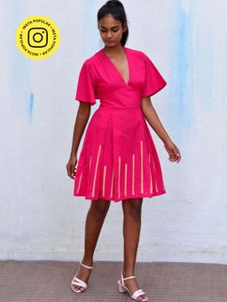 Chidiyaa - Smell Of Rain Peony Hand Block Printed Cotton Dress