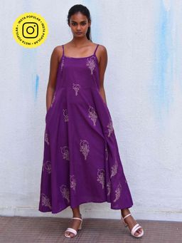Chidiyaa - Smell Of Rain Guldasta Hand Block Printed Cotton Dress