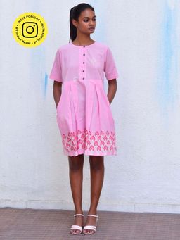 Chidiyaa - Smell Of Rain Sadru Bagh Hand Block Printed Cotton Dress