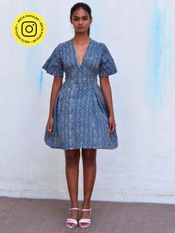 Chidiyaa - Smell Of Rain The Blue Realm Hand Block Printed Cotton Dress