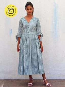 Chidiyaa - Smell Of Rain Tundra Hand Block Printed Cotton Dress