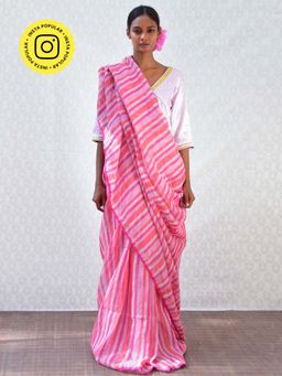 Chidiyaa - Bgvl Fuchsia Burst Handwoven Linen Zari Saree