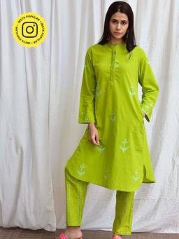 Chidiyaa - Smell of Rain Pakhi Handblockprinted Cotton Kurta Set Of 2