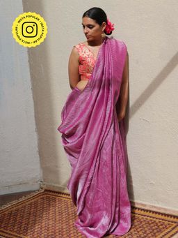 Chidiyaa - TOG Madhumayi Purple Handwoven Linen Zari Saree
