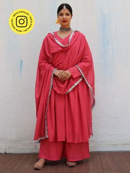 Chidiyaa - Jugnu Preet Rose Mulmul Cotton Kurta Pants with Dupatta (Set of 3)