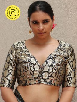 Chidiyaa - Thread of Gold Midnight Black Brocade Blouse