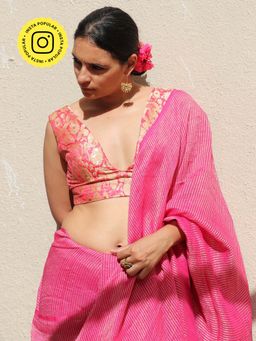 Chidiyaa - Thread of Gold Fuchsia Pink Brocade Blouse