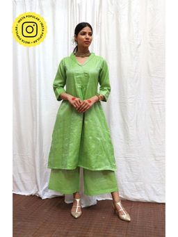 Chidiyaa - Harita Handwoven Cotton Zari Kurta & Palazzo (Set of 2)