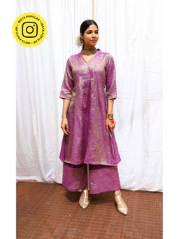 Chidiyaa - Amethyst Handwoven Cotton Zari Kurta & Palazzo (Set of 2)