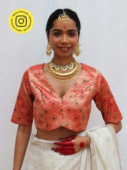 Chidiyaa - Juhi Mogra Idalia Red Brocade Stitched Blouse