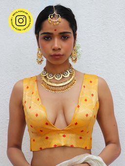 Chidiyaa - Juhi Mogra Clementina Yellow Brocade Stitched Blouse