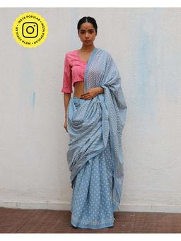 Chidiyaa - Paakhi Amortentia Sky Blue Handblock Printed Cotton Saree