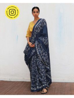 Chidiyaa - Paakhi Neptunian Muse Handblock Printed Cotton Sarees