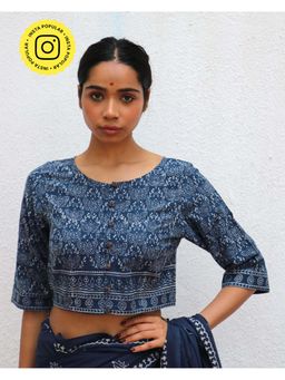 Chidiyaa - Paakhi Jasmine Nights Hand Block Printed Cotton Stitched Blouse