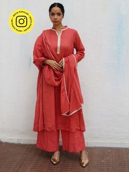 Chidiyaa - Jugnu Nazmi Mul Cotton Kurta & Palazzo with Dupatta (Set of 3)