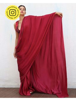 Chidiyaa - Maroon Amaya Modal Silk Saree