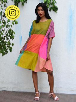 Chidiyaa - Rainbow Café Tropical Tides Free Size Handwoven Cotton Dress