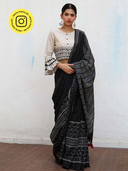 Chidiyaa - Nomad Abeona Blockprinted Cotton Saree