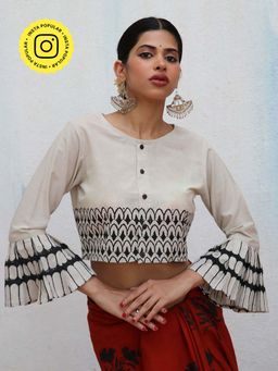 Chidiyaa - Nomad Vivianne Block printed Cotton Crop top Blouse