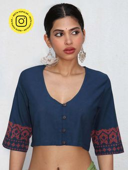 Chidiyaa - Nomad Moana Block printed Crop top Cotton Blouse