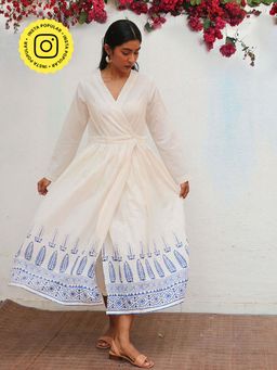 Chidiyaa - Bogainvillea Aestas Block Printed Cotton Dress