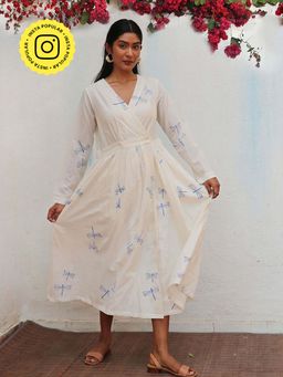 Chidiyaa - Bogainvillea Soleil Block Printed Cotton Dress