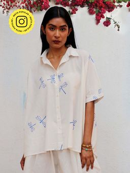 Chidiyaa - Bogainvillea Litha Block Printed Cotton Shirt