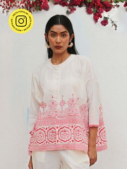 Chidiyaa - Bogainvillea Arpina Block Printed Cotton Top