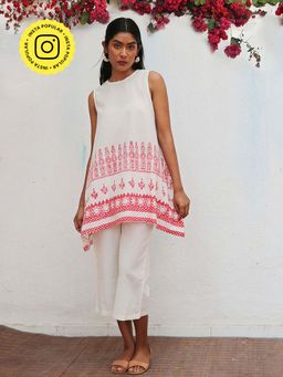 Chidiyaa - Bogainvillea Juno Block Printed Cotton Tunic