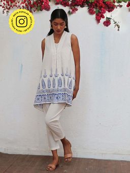 Chidiyaa - Bogainvillea Helena Block Printed Cotton Tunic