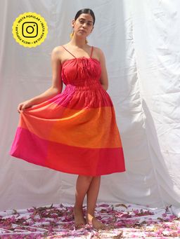 Chidiyaa - Rainbow Café Holo Handwoven Cotton Dress