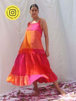 Chidiyaa - Rainbow Café Sash Handwoven Cotton Maxi Dress